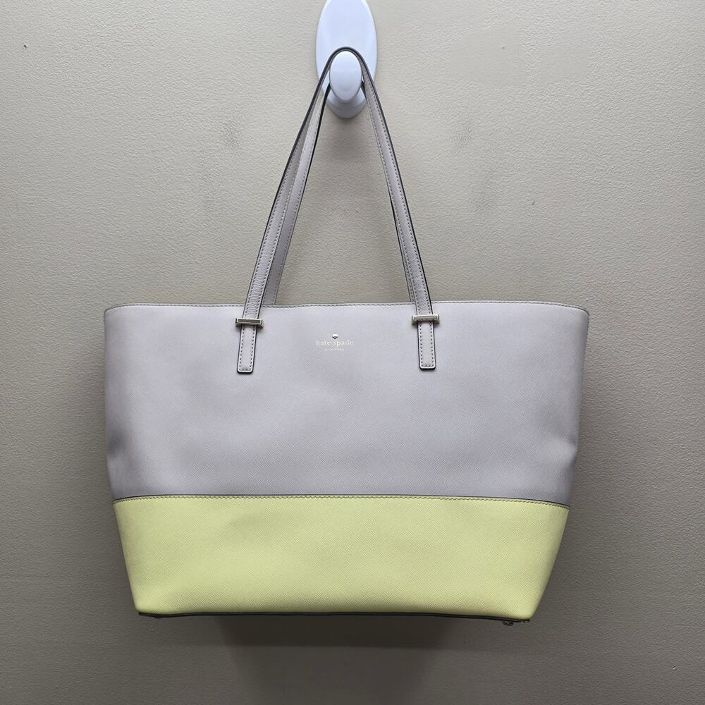 Kate Spade New York Cedar Street Medium Harmony Color block Tote Beige Yellow